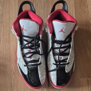Jordan Sneakers with Black, Red, and White Accents